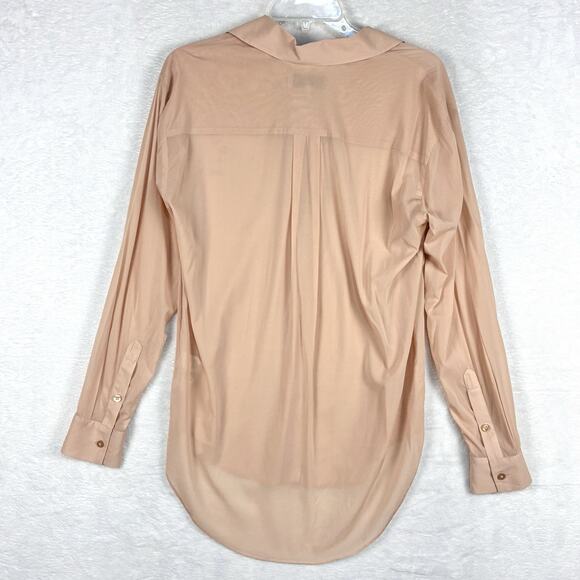 L’Academie Sheer Blouse Top Womens XS Blush Pink Baddie Office Modern Minimal - Picture 5 of 8